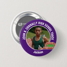 Chapa Redonda De 5 Cm Purple Track & Field Photo High School Athlete