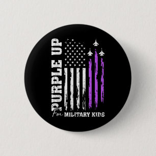 Chapa Redonda De 5 Cm Púrpura Para Niños De Bandera Militar