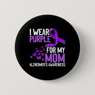 Chapa Redonda De 5 Cm Púrpura por la conciencia de mi mamá Alzheimer
