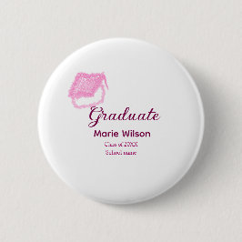 Chapa Redonda De 5 Cm purpurina de graduación graduado rosa gorra añadir