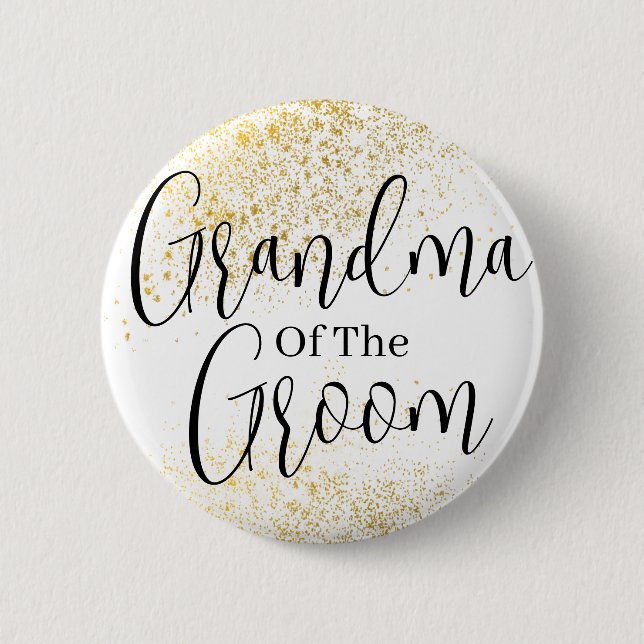 Chapa Redonda De 5 Cm Purpurina de oro abuela del novio boda Button (Anverso)
