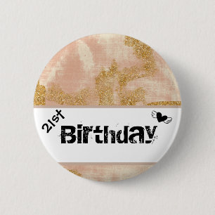 Chapa Redonda De 5 Cm *~* Purpurina de oro rosado de época con problemas