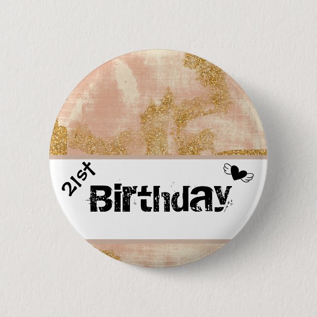 Chapa Redonda De 5 Cm *~* Purpurina de oro rosado de época con problemas (Anverso)