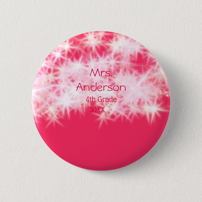 Chapa Redonda De 5 Cm Purpurina rosa rojo chisporroteando De vuelta al m (Anverso)