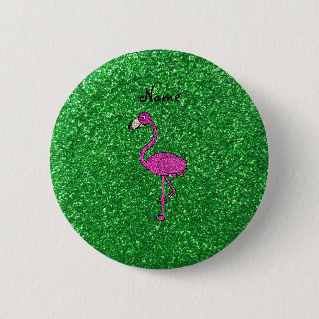 Chapa Redonda De 5 Cm Purpurina rosado conocido personalizado del verde (Anverso)