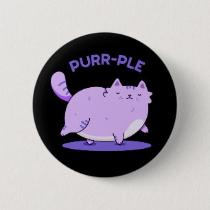 Chapa Redonda De 5 Cm Purr-ple Funny Grat Kitty Cat Pun Dark BG