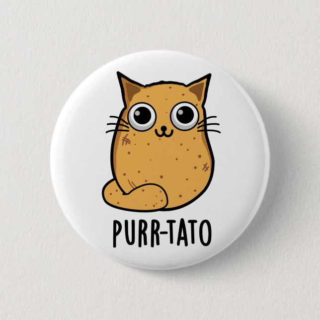 Chapa Redonda De 5 Cm Purr-tato Gracioso Gato Pun (Anverso)