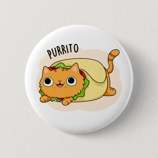 Chapa Redonda De 5 Cm Purrito Funny Kitty Cat Burrito Pun (Anverso)