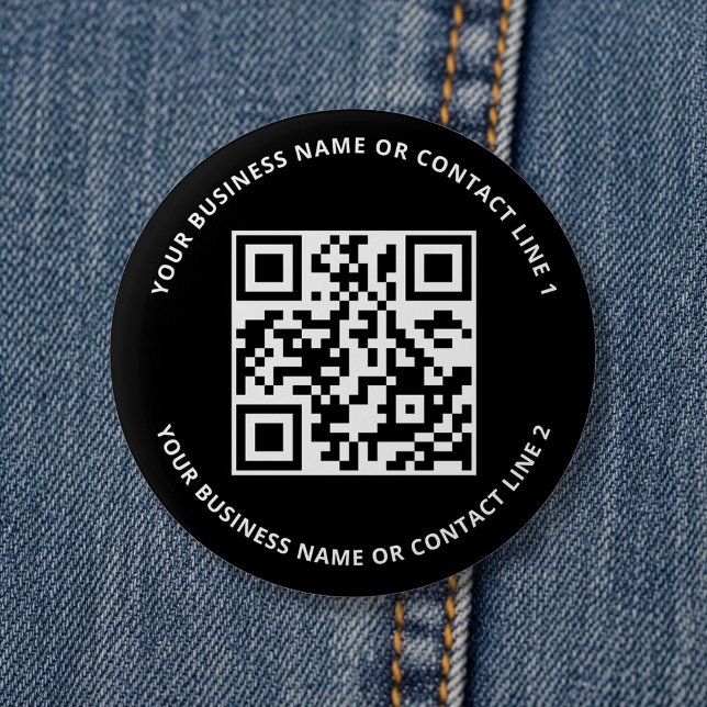 Chapa Redonda De 5 Cm QR Code Business Template Black (Subido por el creador)