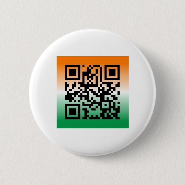Chapa Redonda De 5 Cm QR Code® dice: FELIZ ST. EL DÍA DE PATRICK (Anverso)
