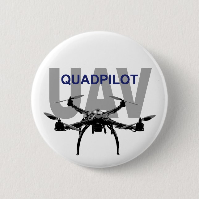 Chapa Redonda De 5 Cm Quadcopter Pilot UAV (Anverso)
