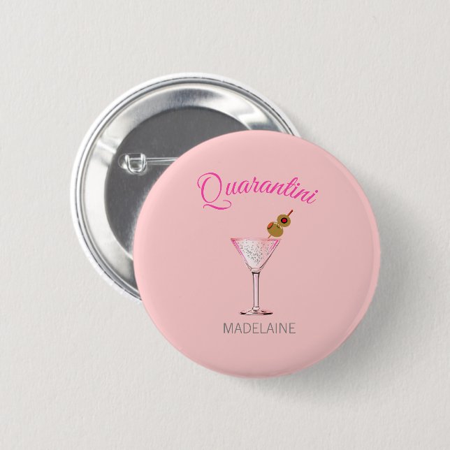 Chapa Redonda De 5 Cm Quarantini Personal Cocktail Glass Pink (Anverso y reverso)