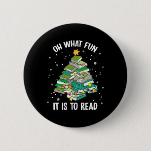 Chapa Redonda De 5 Cm Qué divertido es leer el libro del árbol de Navida