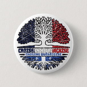 Chapa Redonda De 5 Cm Quebec Québécois Bandera de raíces de árbol francé