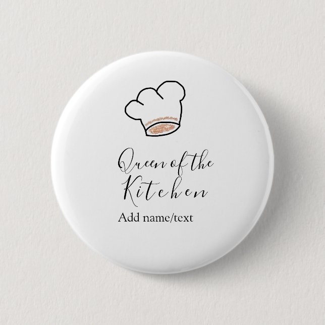 Chapa Redonda De 5 Cm Queen of the kitchen chef cooking add name crown  (Anverso)