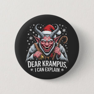 Chapa Redonda De 5 Cm Querido Krampus, puedo explicar a los Navidades Sa