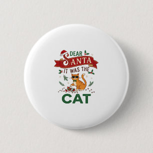 Chapa Redonda De 5 Cm Querido Santa Era Adorno De Navidad Naranja De Gat