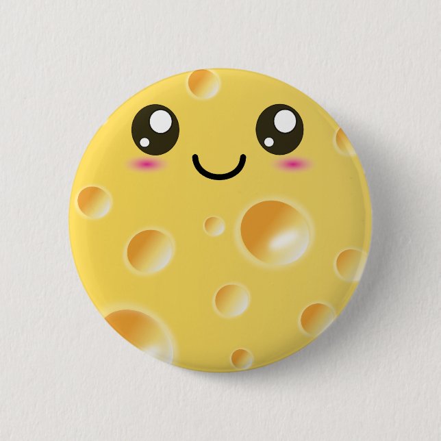 Chapa Redonda De 5 Cm Queso feliz lindo de Kawaii (Anverso)