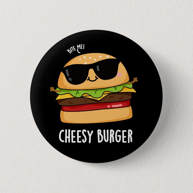 Chapa Redonda De 5 Cm Quesy Burger Funny Food Punks Oscuro BG (Anverso)