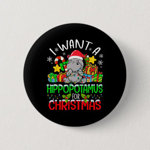 Chapa Redonda De 5 Cm Quiero Hipopótamo Para Navidades Con Feliz Hip De