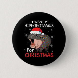 Chapa Redonda De 5 Cm Quiero Hipopótamo Para Navidades Xmas Hippo Para