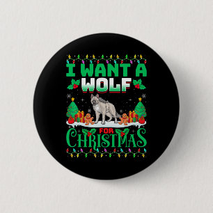 Chapa Redonda De 5 Cm Quiero Lobo Para Navidades Nieve Sobre Las Luces D