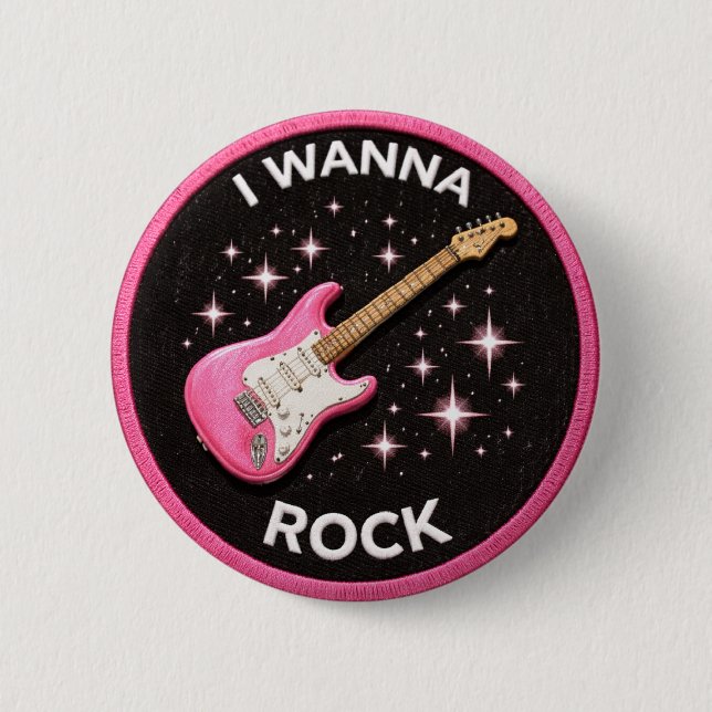 Chapa Redonda De 5 Cm Quiero Rockear (Anverso)