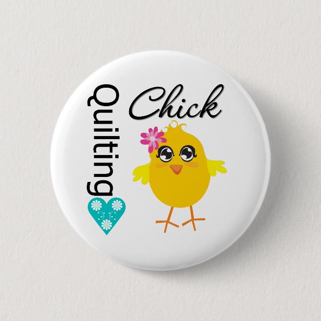 Chapa Redonda De 5 Cm Quilting Chick (Anverso)