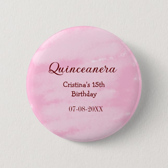 Chapa Redonda De 5 Cm Quinceanera anos 15 años añadir textura de nombre (Anverso)