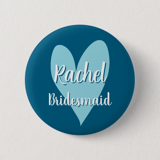 Chapa Redonda De 5 Cm Quirky whimsical heart bridesmaids name buttons (Anverso)