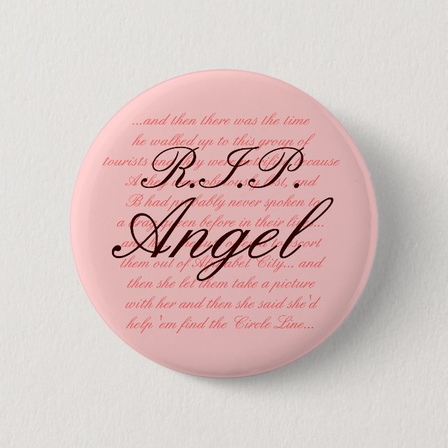 Chapa Redonda De 5 Cm R.I.P. Ángel (Anverso)