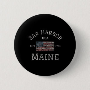 Chapa Redonda De 5 Cm R Puerto Maine Estados Unidos Bandera Americana Es