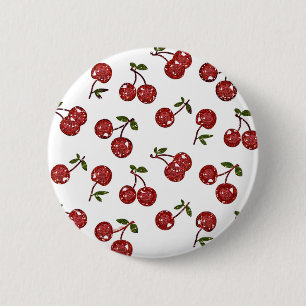 Chapa Redonda De 5 Cm RAB Rockabilly Cerezas Muy Cerezas En Blanco