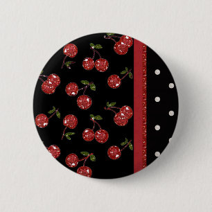 Chapa Redonda De 5 Cm RAB Rockabilly Cerezas Muy Cerezas Negro