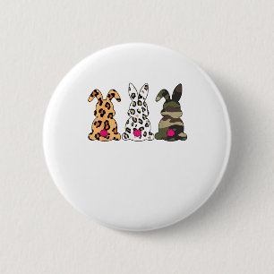 Chapa Redonda De 5 Cm Rabbits Bunnies Leopard Camouflage Feliz Pascua Da