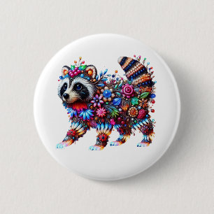 Chapa Redonda De 5 Cm Raccona con brillo encantado