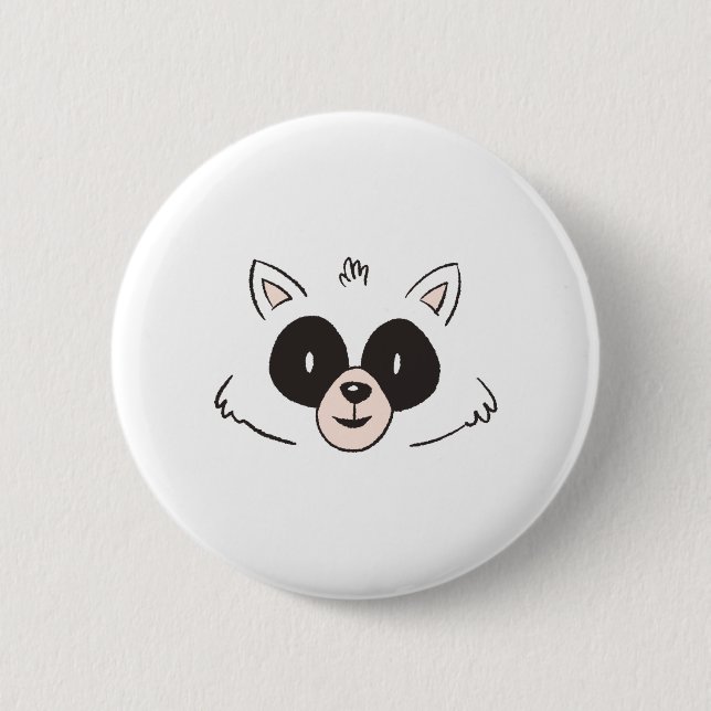 Chapa Redonda De 5 Cm Raccoon Face (Anverso)