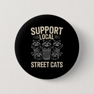 Chapa Redonda De 5 Cm Raccoon Funny Sungles Vintage Support Local Street