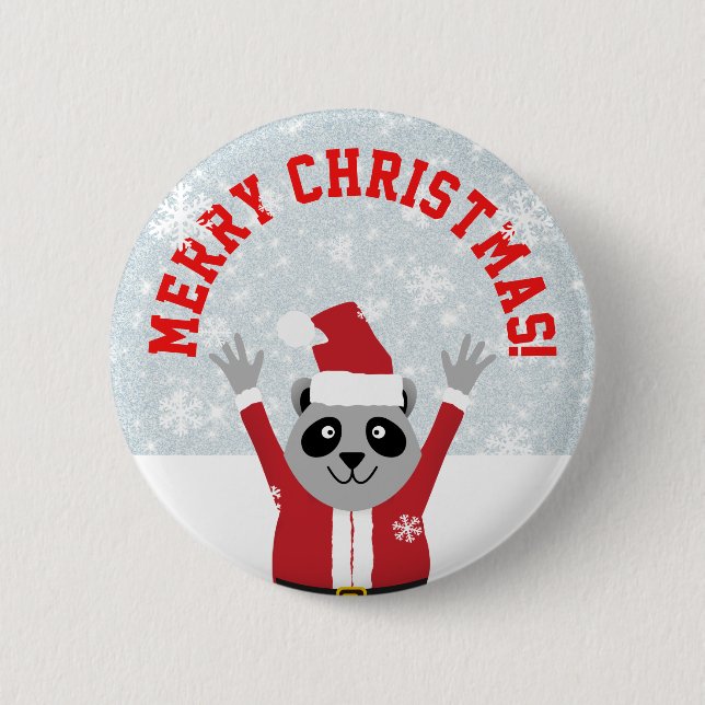 Chapa Redonda De 5 Cm Raccoon navideño (Anverso)