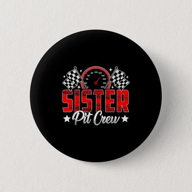 Chapa Redonda De 5 Cm Race Car Birthday Party Racing Family Sister T Cre (Anverso)