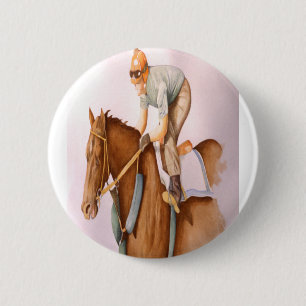 Chapa Redonda De 5 Cm Race Horse y Jockey