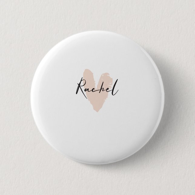 Chapa Redonda De 5 Cm Rachel Heart Name Graphic (Anverso)