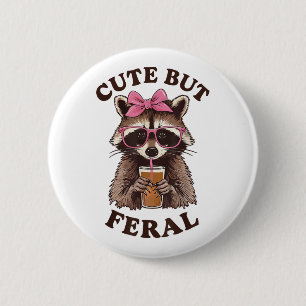 Chapa Redonda De 5 Cm Racoon Curiosa Pero Feral Graciosa Con Gles Toddle