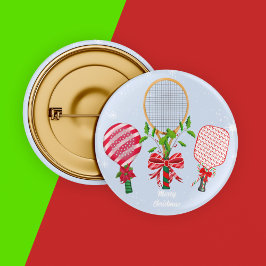 Chapa Redonda De 5 Cm Racquetas de tenis, paddle y pickleball de Navidad