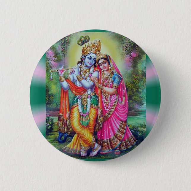 Chapa Redonda De 5 Cm Radha Krishna (Anverso)