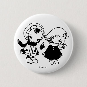 Chapa Redonda De 5 Cm Radio de música Kikuo / placa Hoshi-kun Tsuki-chan
