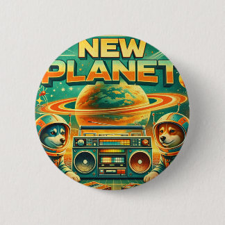 CHAPA REDONDA DE 5 CM RADIO PERROS ESPACIALES - LOGO DE NUEVO PLANETA26