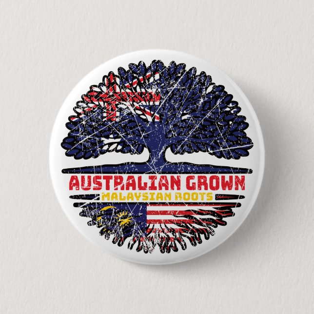 Chapa Redonda De 5 Cm Raíces de árboles australianos malasios (Anverso)