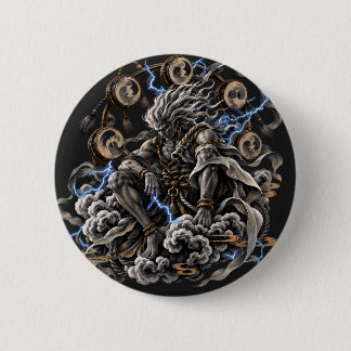 Chapa Redonda De 5 Cm Raijin Azul