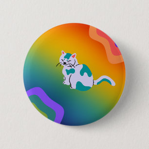 Chapa Redonda De 5 Cm Rainbow Cat Button